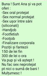 Escorte Sexy - Bucuresti - Sunt Ana .  Mi se spune Ana Siliconata.  
Pozele mele sunt reale.  Sunt o bruneta fierbinte si dornica sa va îndeplinesc fanteziile.  Contact telefonic sau whatsapp