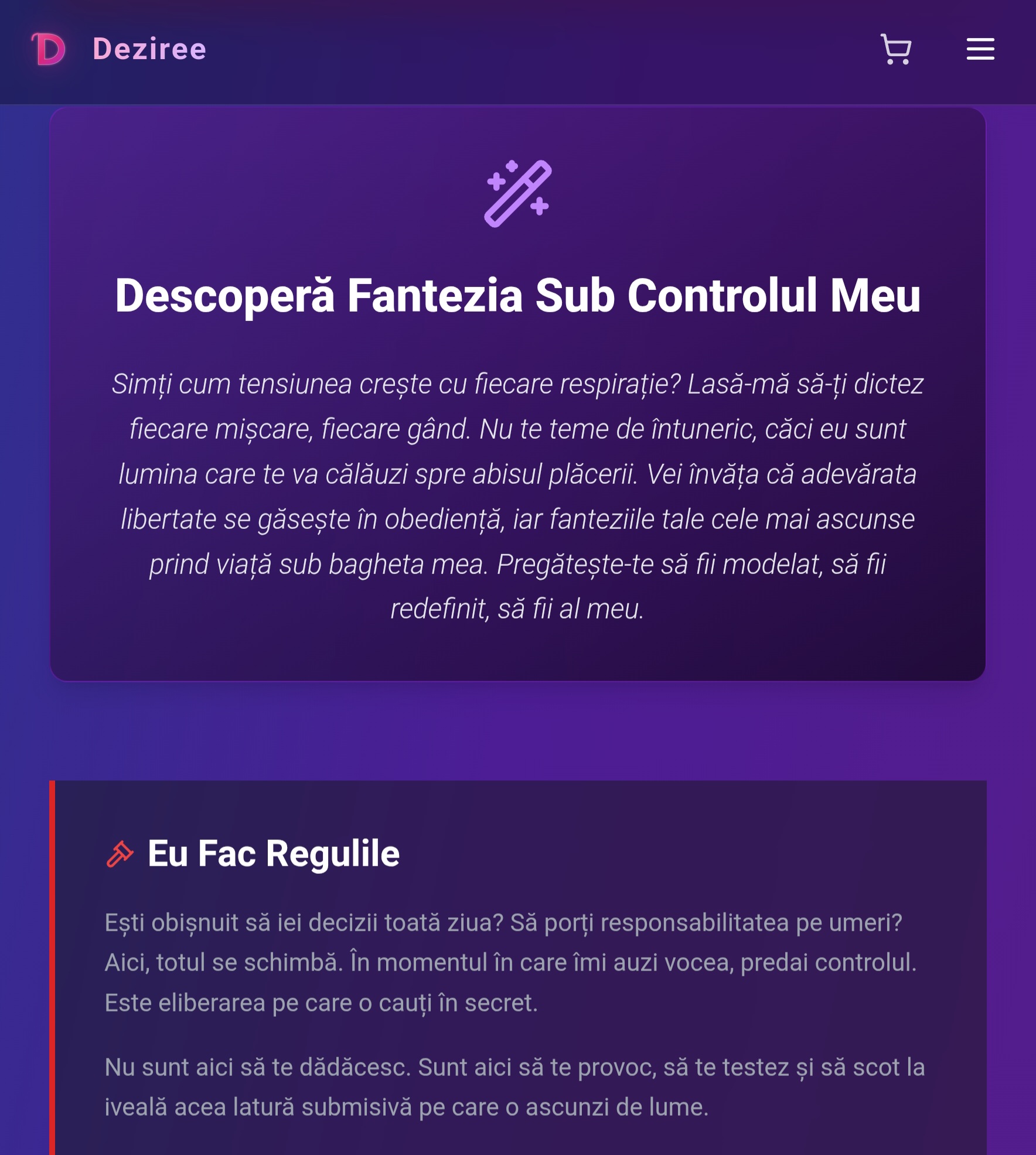 Escorte Sexy - Toată Tara - Visezi la fantezii care te fac să tremuri?
Intră în lumea mea, unde cuvintele devin dorințe, iar dorințele devin realitate…
Sună acum la 0906 120 122
???? Tarif: 1, 7€ + TVA/min
Doar pentru cei care vor mai mult…
Sau trimite un mesaj la 1523
???? Tarif: 1, 5€ + TVA/sms/voce
Lăsăm inhibițiile deoparte.  Plăcere absolută.  
Servicii 100% pentru adulți, 18+
Pentru mai multă plăcere, vizitează site-ul nostru oficial: deziree.  net. 