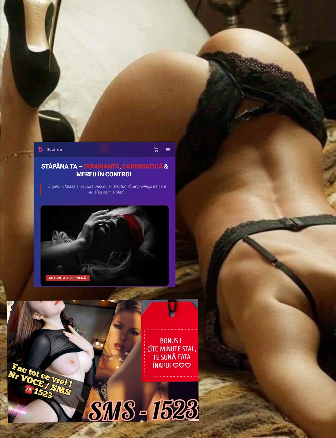 Escorte Sexy - România - Noi nu promitem, noi facem! Intra in site-ul oficial, probează și decide dacă îți place! Deziree.  net Pentru sexting trimite mesaj la numărul scurt de telefon 1523