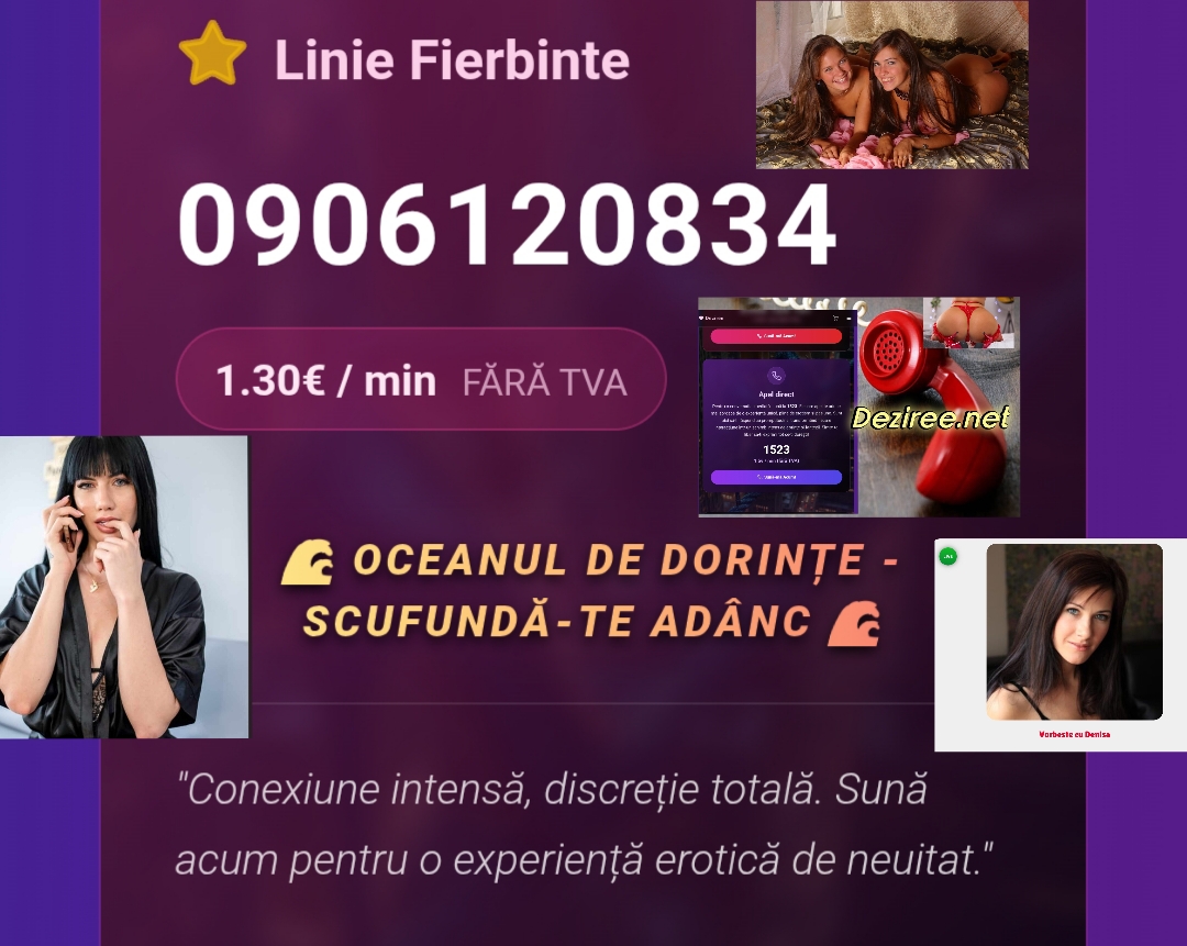 Escorte Sexy - Deziree. Net - Vrei să îți aprinzi imaginația? Sună la numarul afisat.  Gagicile nebunatice de la Deziree.  net iti stau la dispoziție non-stop Voci seducătoare.  Conversații fierbinți.  Disponibilă oricând vrei tu.  Nu ezita ! Pupici