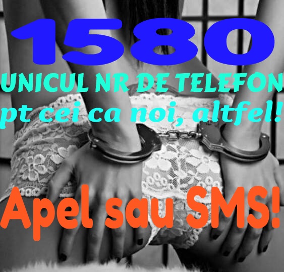 BUCURESTI TOATA TARA - Escorta Sexy - 1580 Esti altfel? Fanteziile tale sexuale sunt deosebite? Aici e locul tau! Tranny, gay, sclavi, bisexuali si cupluri swing, fetishisti si submissivi din intreaga tara te asteapta.  Un simplu APEL la nr.  scurt 1580 sau un simpul SMS la acelasi numar scurt 1580 cu fantezia ta, te vor pune in contact cu persoane cel putin la fel de lipsite de prejudecati ca si tine! Discretie garantata! (pt adulti, tarif 1, 5 eur/min/sms+tva)