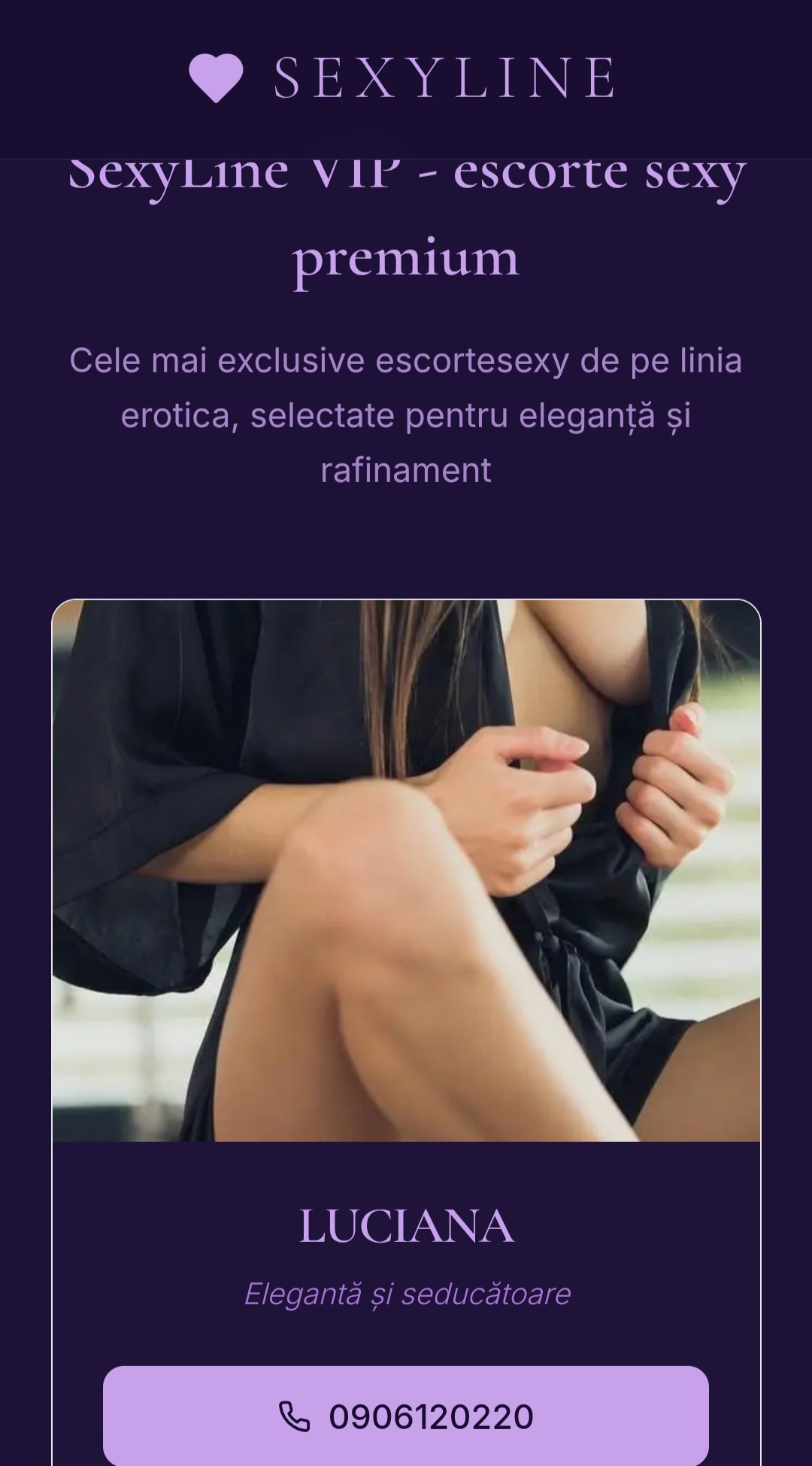 Escorte Sexy - Linieerotica-deziree.com - Descoperă plăcerea unei conversații fără limite… 
Intră în universul meu unde fanteziile prind viață și fiecare cuvânt te apropie mai mult de dorințele tale.  
Sunt aici pentru tine – discretă, atentă și gata să îți ofer momente speciale, exact așa cum îți dorești.  

???? Voce seducătoare
???? Atmosferă intimă
???? Experiențe unice, doar pentru tine

Nu mai sta pe gânduri… lasă-ți imaginația liberă și hai să ne cunoaștem mai bine.  
???? linieerotica-deziree.  com