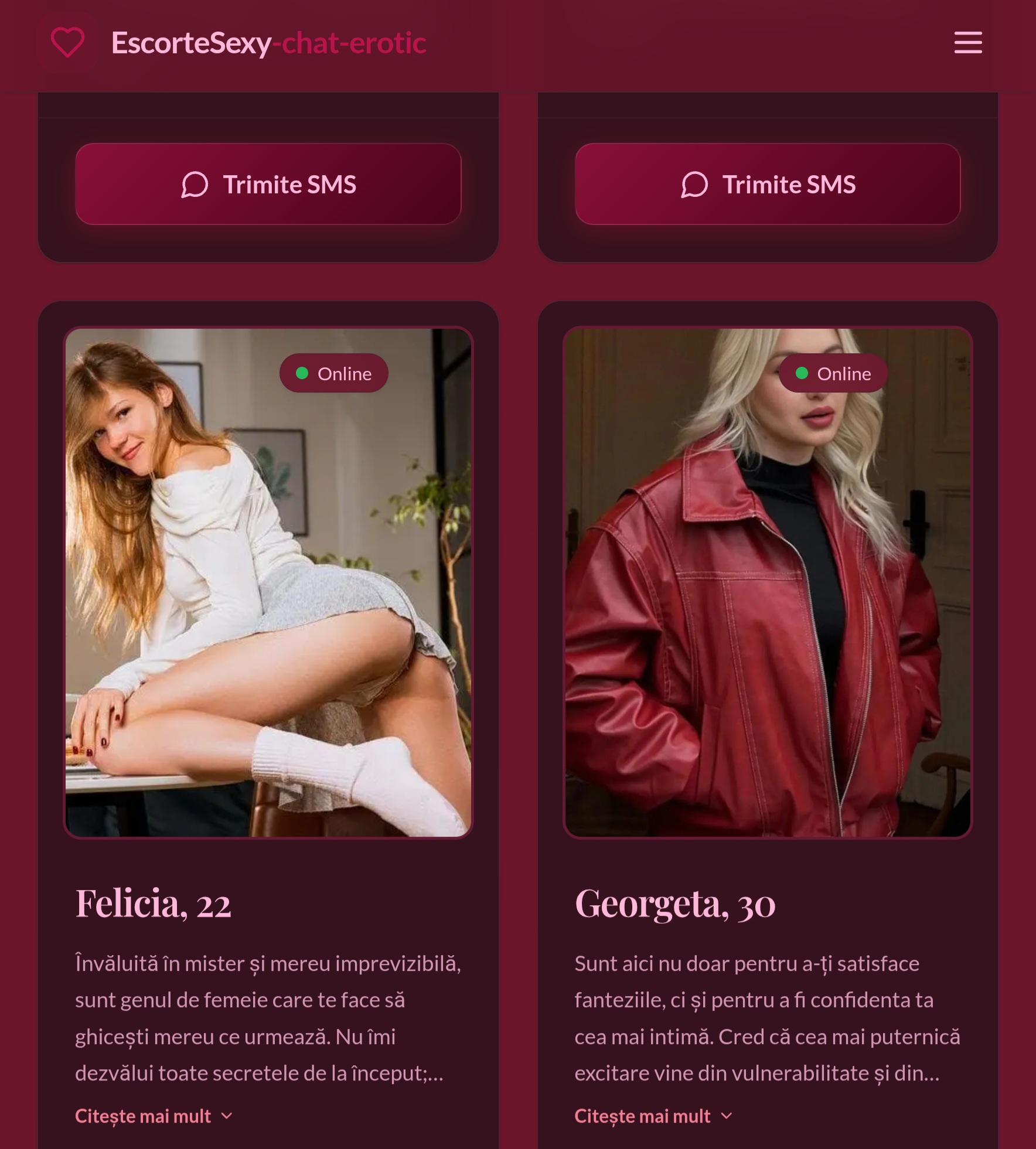 Escorte Sexy - Escortesexy-Chat-erotic - Ia-ți timpul de care ai nevoie! Vrei să te relaxezi, să înveți ceva nou sau să te bucuri de un moment doar pentru tine? Cum funcționează: Intră pe deziree.  net și alege pachetul de minute care ți se potrivește.  Plătește rapid și sigur prin card , din orice colț al lumii.  Minutele tale încep imediat ce plata este confirmată! ✨ Minutele tale, în ritmul tău, oriunde te afli! ???? Vizitează deziree.  net și alege pachetul perfect pentru tine! /