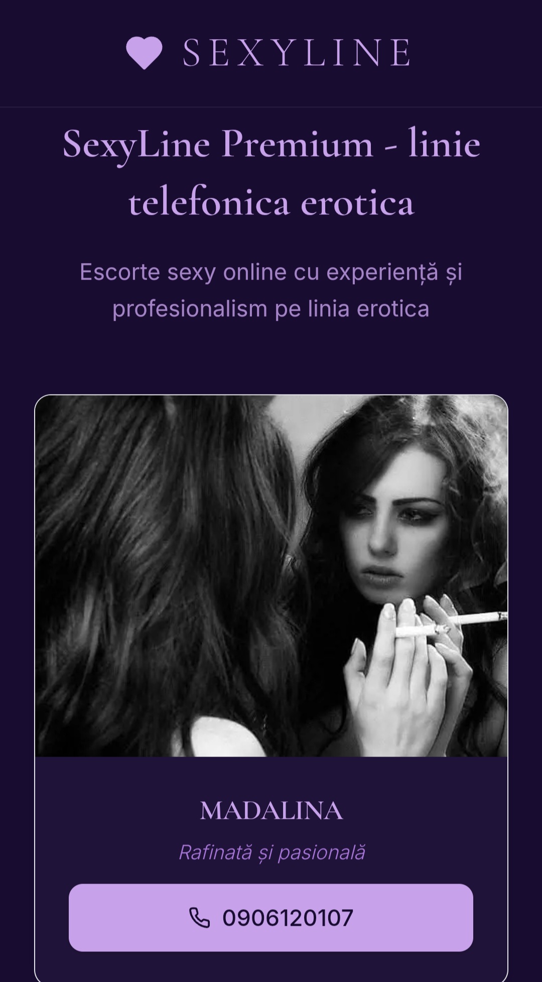 Escorte Sexy - Linieerotica-deziree.com - Descoperă plăcerea unei conversații fără limite… 

Intră în universul meu unde fanteziile prind viață și fiecare cuvânt te apropie mai mult de dorințele tale.  
Sunt aici pentru tine – discretă, atentă și gata să îți ofer momente speciale, exact așa cum îți dorești.  

???? Voce seducătoare
???? Atmosferă intimă
???? Experiențe unice, doar pentru tine

Nu mai sta pe gânduri… lasă-ți imaginația liberă și hai să ne cunoaștem mai bine.  
???? linieerotica-deziree.  com